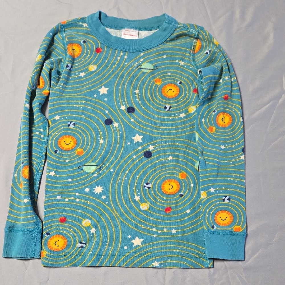 Hanna Andersson Sz 6/7 Teal Solar System Long Sleeve Tee